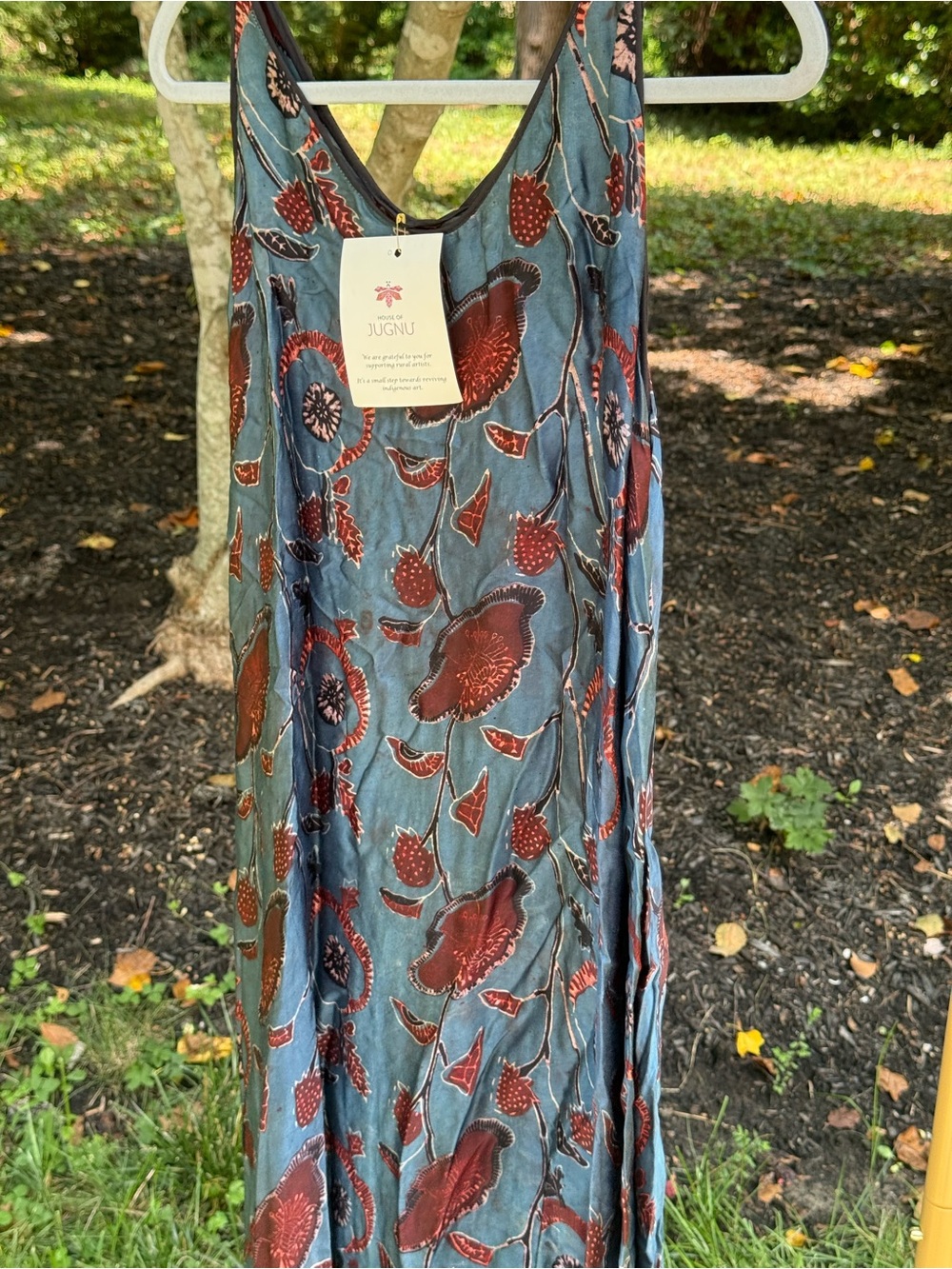 Boho Floral Slip Dress in Blue and Rose